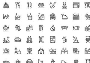 50 Camping Linear Icons