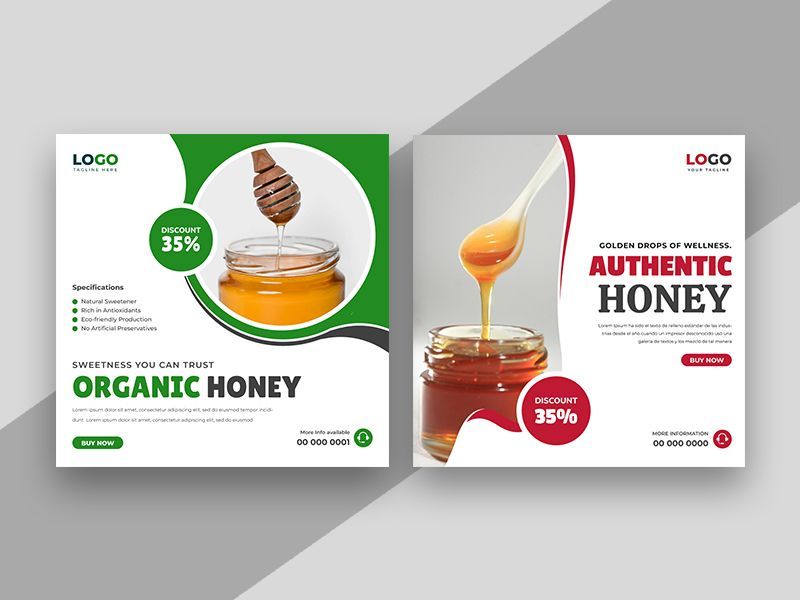 Organic Honey Social Media Post Banner Template