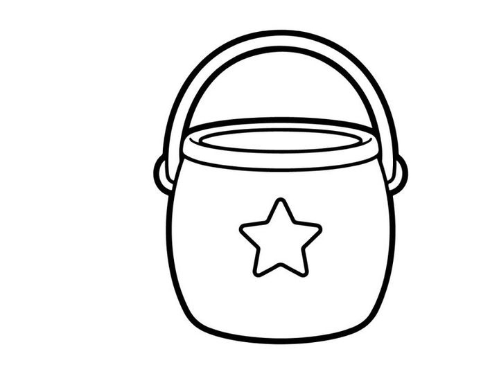Halloween candy bucket line art. Trick or treat pail icon for holiday design projects.