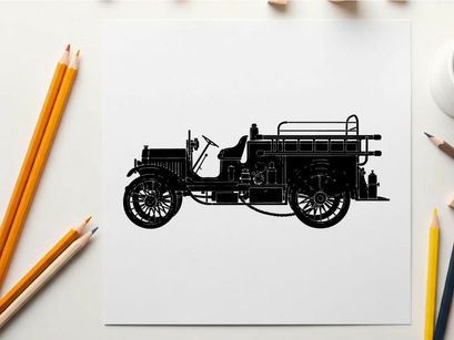 Vintage truck silhouette from early 20th century