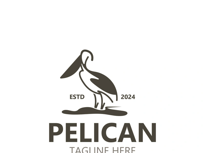 Pelican bird silhoutte vintage logo vector illustration template icon graphic design