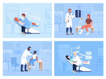 Healthcare service and patient examination illustrations set preview picture