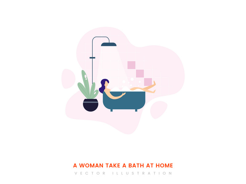 A woman take a bath at home
