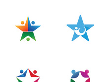 Logo design of people with stars to achieve success.