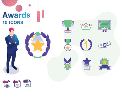 Gradient : Awards And Trophy IconSet