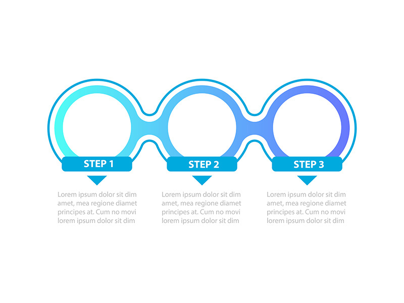 Blue gradient circles steps vector infographic template