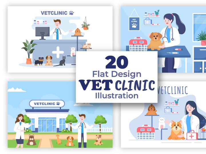 20 Veterinary Clinic for Pets Illustration