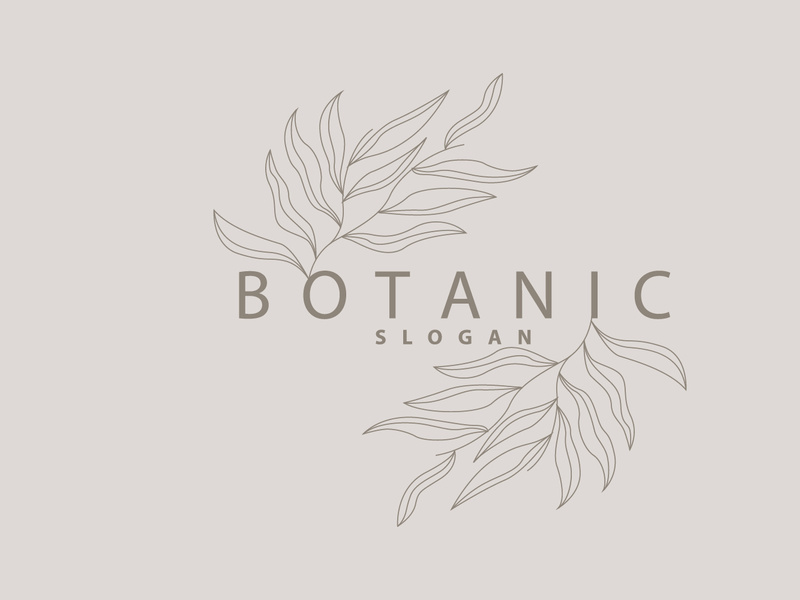 Leaf Line Logo, Beautiful Hand Drawn Design