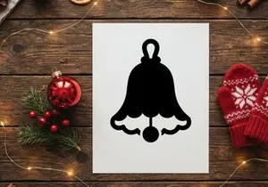 Black silhouette of a Christmas bell icon isolated on a white background.