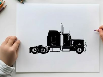 Silhouette of a semi truck with trailer