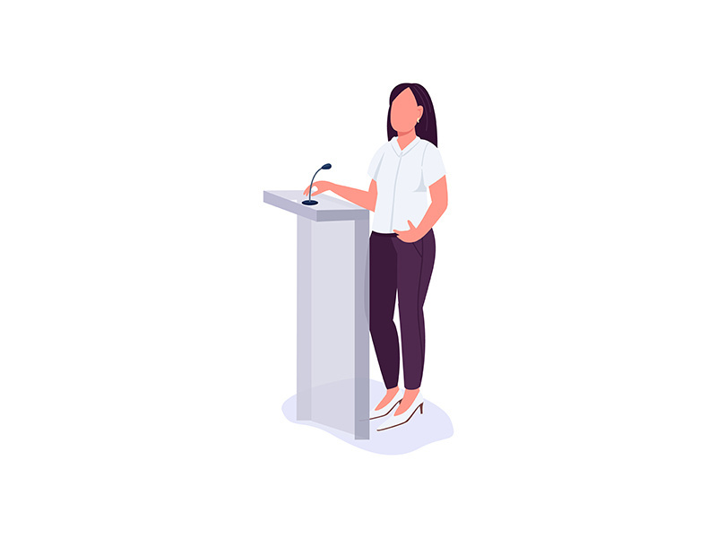 Conference presentation flat color vector faceless character