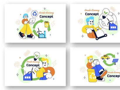 10 Circular Economy Vector Illustration