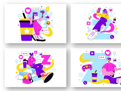 10 Gen Z Lifestyle Vector Illustration