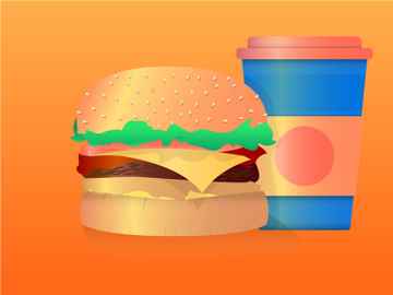Fast food : Hamburger, beverage , vector illustration preview picture