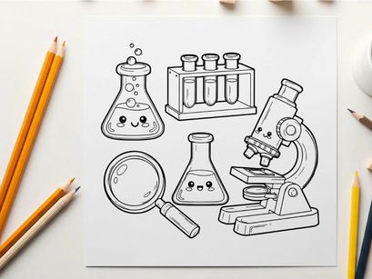 Cute science lab equipment vector illustration flat design