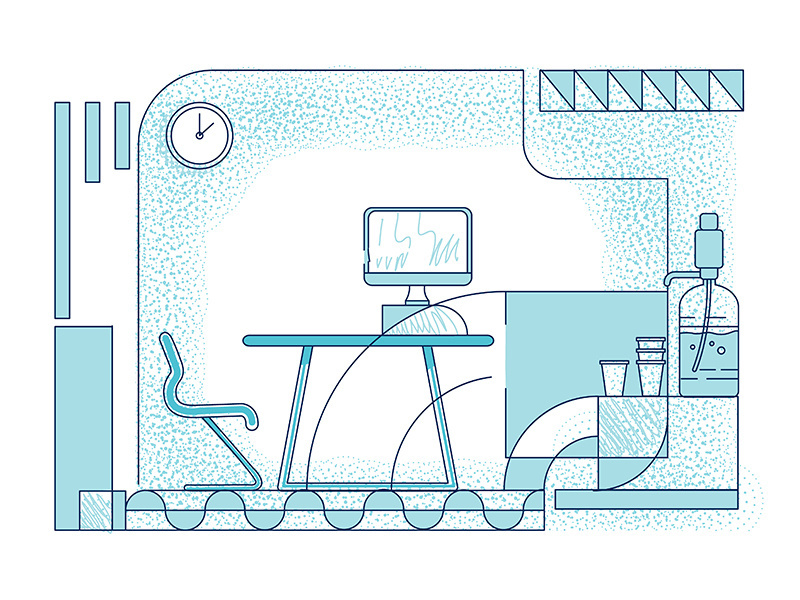 Office manager workplace design outline vector illustration