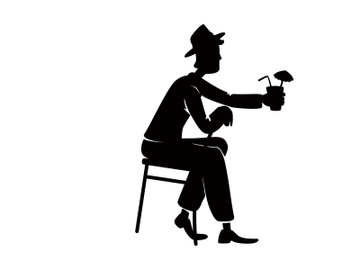 Man drinking alcohol black silhouette vector illustration preview picture