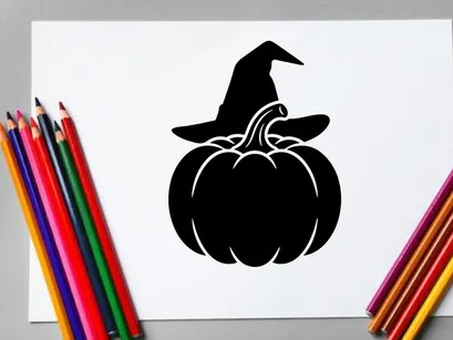 Halloween Pumpkin with Witch Hat for Fall Decor and Celebrations