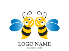 Bee logo vector icon illustration design
