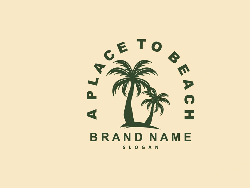 Palm Tree Logo, Beach Vector, Summer Design