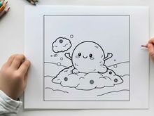 Cute cloud character relaxing in bathtub vector illustration