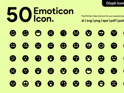 50 Emoticon Glyph Icon