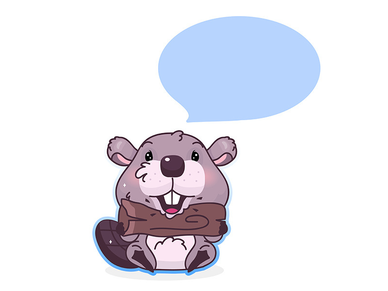 Cute beaver cartoon kawaii vector character