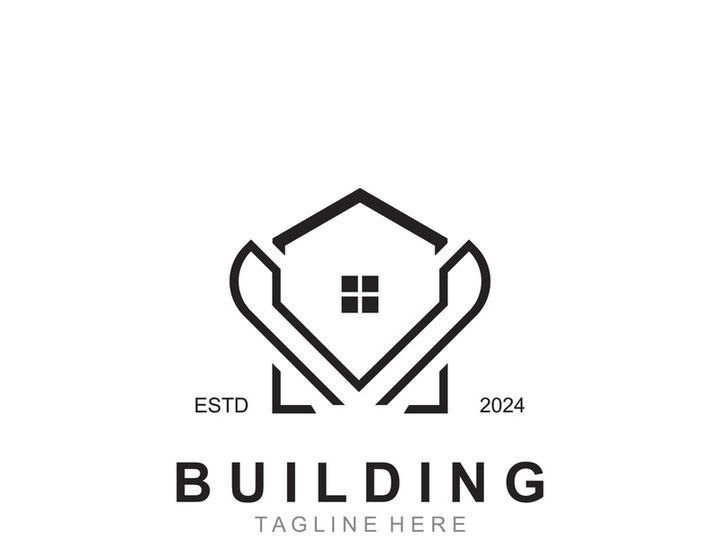 Building logo construction modern real estate symbol for architecture house and property design