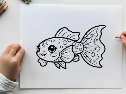 Cute cartoon fish swimming vector illustration flat design