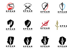 Spear Logo, Hunting Gear Design, Arrow War Weapon, Product Brand Vector
