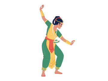 Female dancer posing on festival of lights semi flat color vector character preview picture
