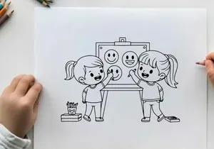 Children emotions reaction flat design vector illustration