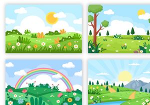 32 Spring Time Landscape Background illustration