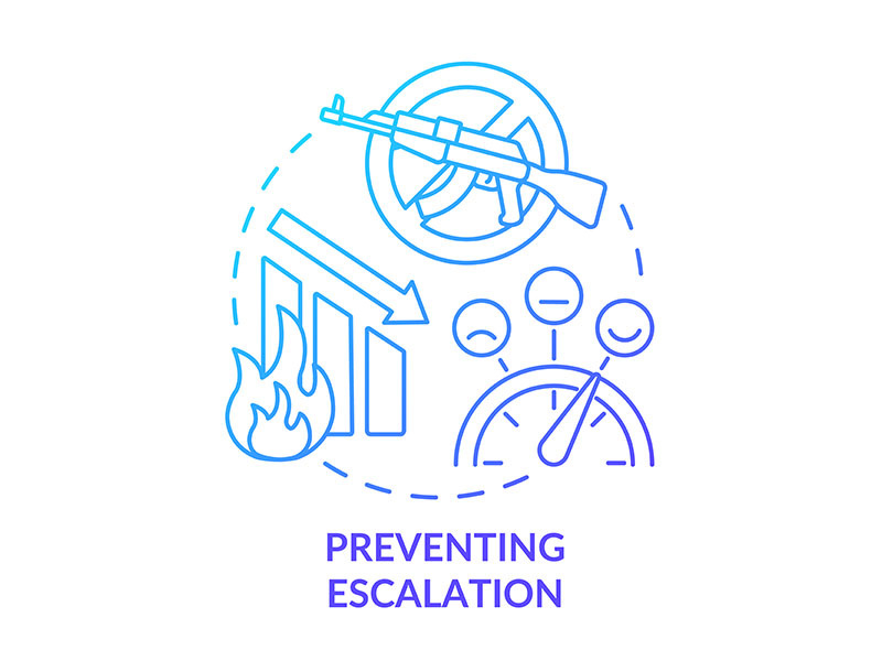 Preventing escalation blue gradient concept icon