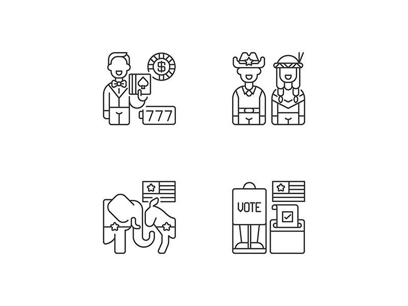 United States linear icons set