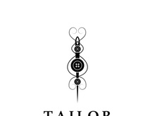 Tailor logo icon illustration template combination of buttons for clothes, thread and sewing machine, for clothing product design