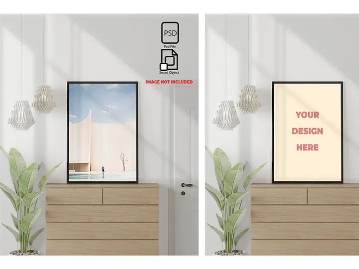 Interior concept in a frame mockup