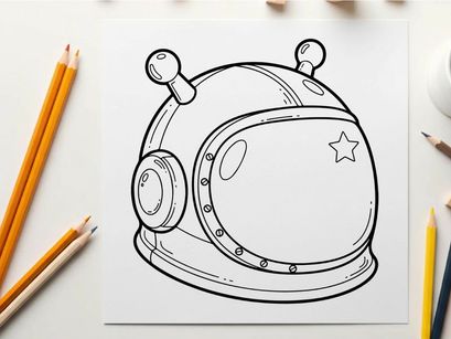 Retro space helmet with star vector illustration flat design