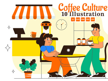 10 Coffee Shop Culture Illustration preview picture