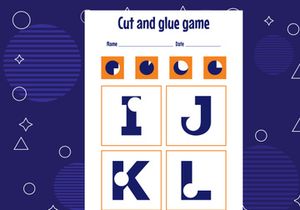 7 Pages Cut and glue game for kids with Alphabet. Cutting practice for preschoolers. Education paper game for children
