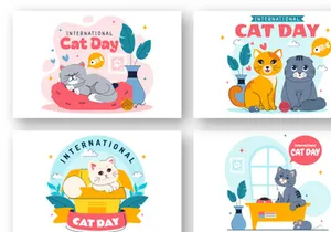 10 International Cat Day Illustration