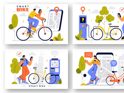 9 Smart Technology Bike Illustration