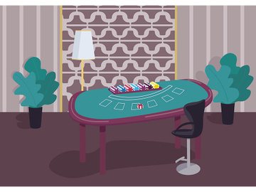 Blackjack green table flat color vector illustration preview picture