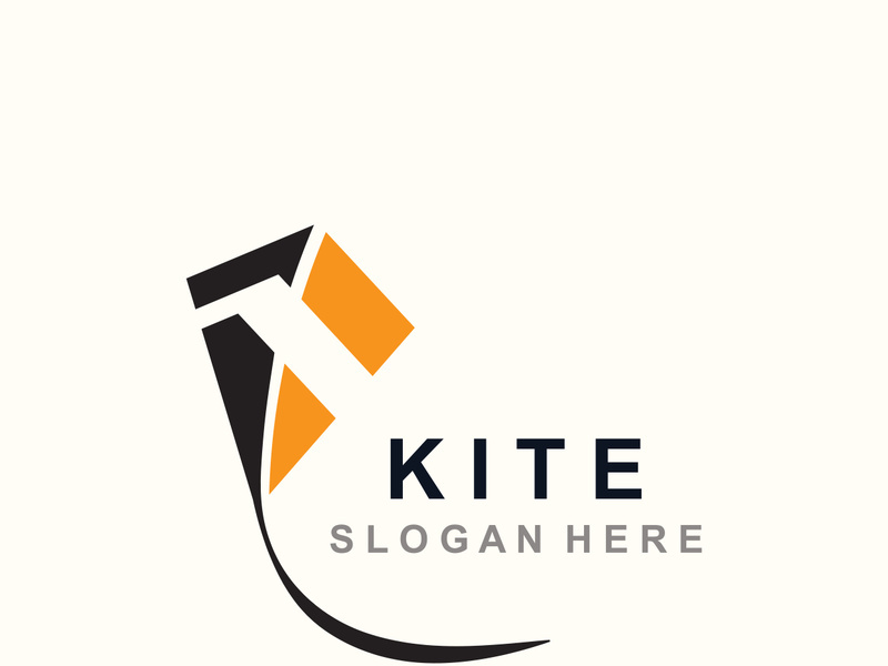 Kite logo design, flying paper kite Flat illustration vector company template