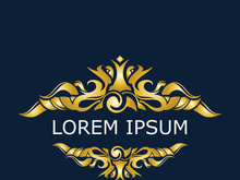 Gold luxury floral vintage monogram decorative logo template