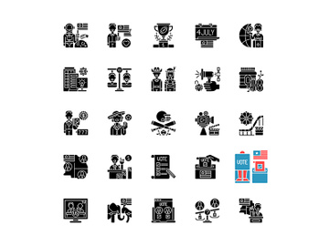 USA black glyph icons set on white space preview picture