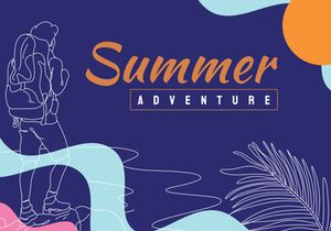 Summer Journey Flat Illustration abstract background line art
