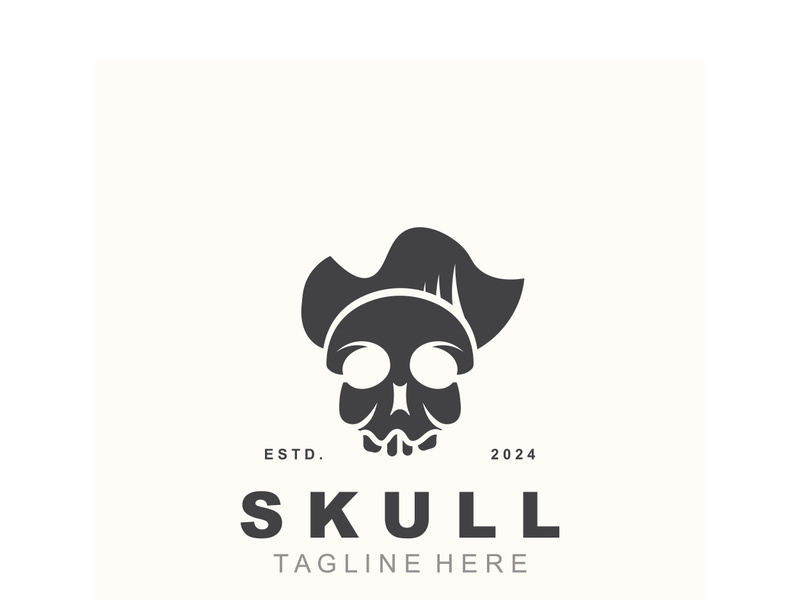 Skull skeleton logo vintage template idea on white background