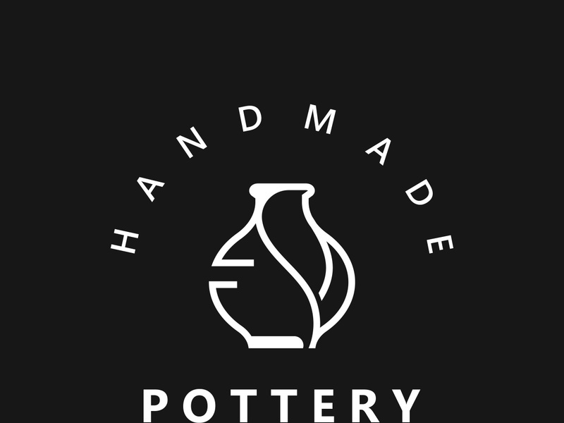 Pottery logo design handmade, creative traditional mug craft concept inspiration nature workshop