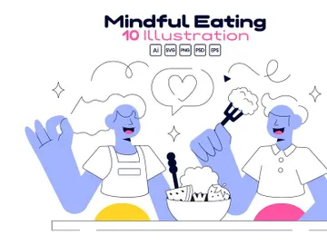 10 Mindful Eating Vector Illustration preview picture